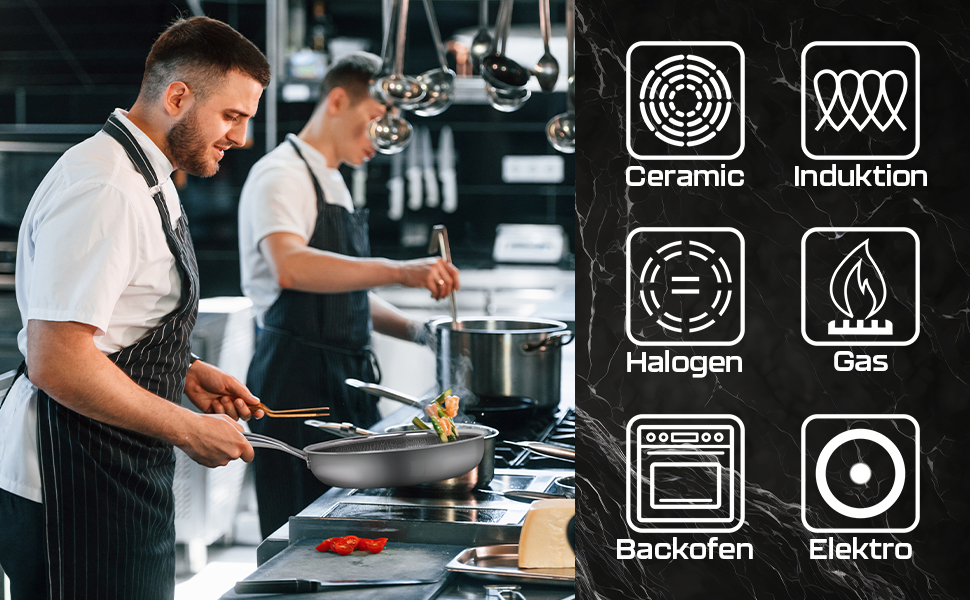 FIXLINE Black Forest Non-Stick Frying Pan - 28cm - Red Design - PTFE-Free - Compatible with All Cooktops (including Induction) - Oven Safe up to 250°C - Easy Cleaning - Ideal Gift