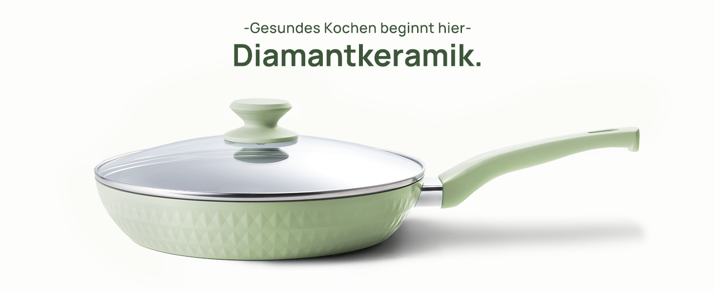 Сковорідка KOKHUB антипригарна керамічна 28 см з кришкою, без PFAS, PTFE, PFOA, індукційна, для посудомийної машини
