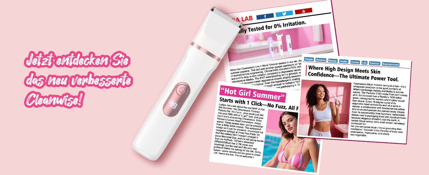 Електричний жіночий тример 3-в-1 для тіла та інтимної зони з LED-дисплеєм, IPX7, USB, (Білий)