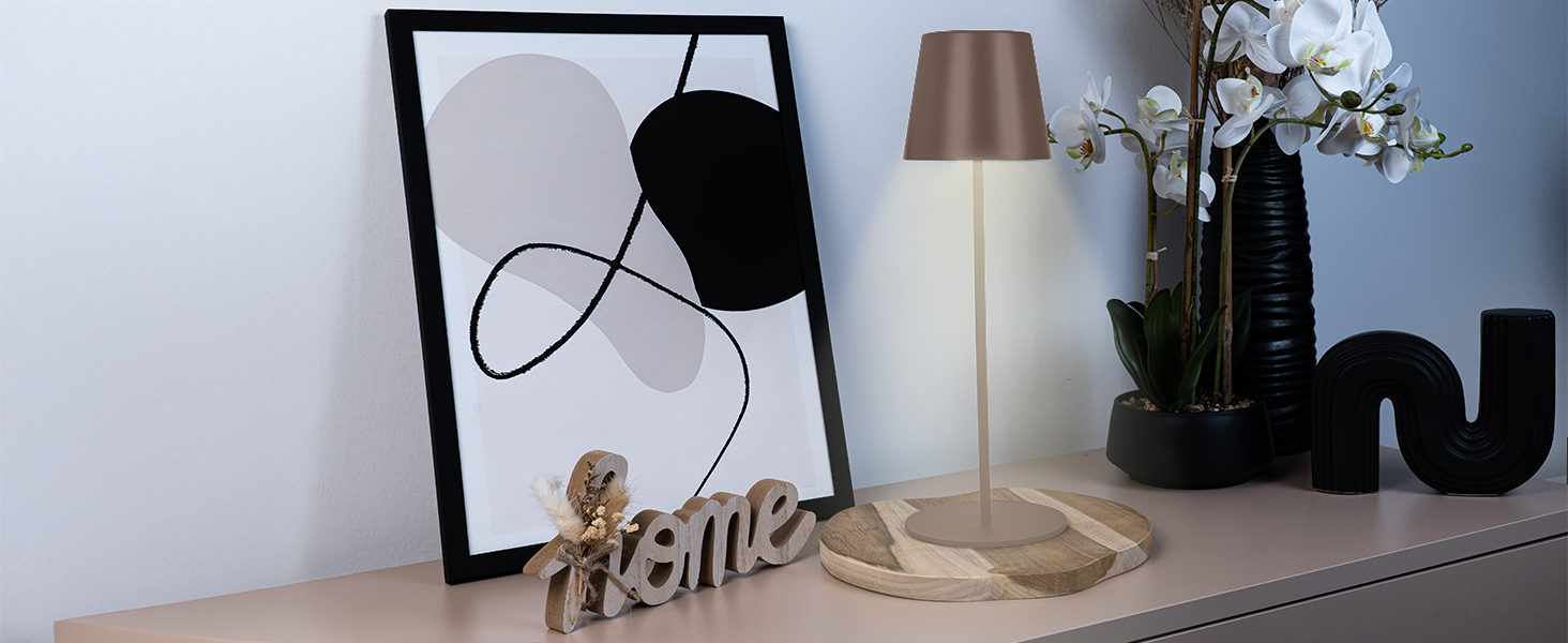 Світлодіодна настільна лампа Briloner бездротова з сенсорним керуванням, димування, регульована висота, бежева 36x10.5 см