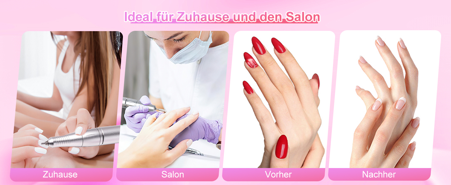 Електрична машинка для манікюру та педикюру CozyZen Professional: набір для догляду за нігтями з LCD-дисплеєм, керуванням рукою та ногою, тиха робота (рожевий)