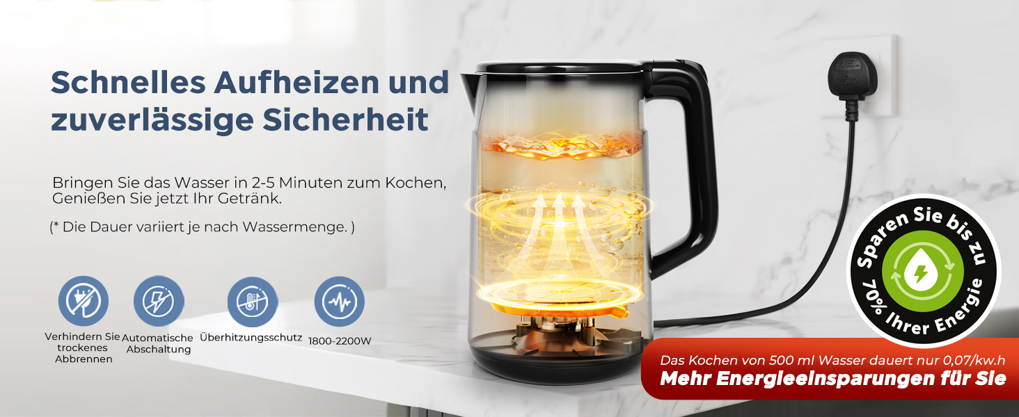 Електричний чайник Bear 1.7L з регулюванням температури, нержавіюча сталь, захист від сухого кип'яття, BPA Free