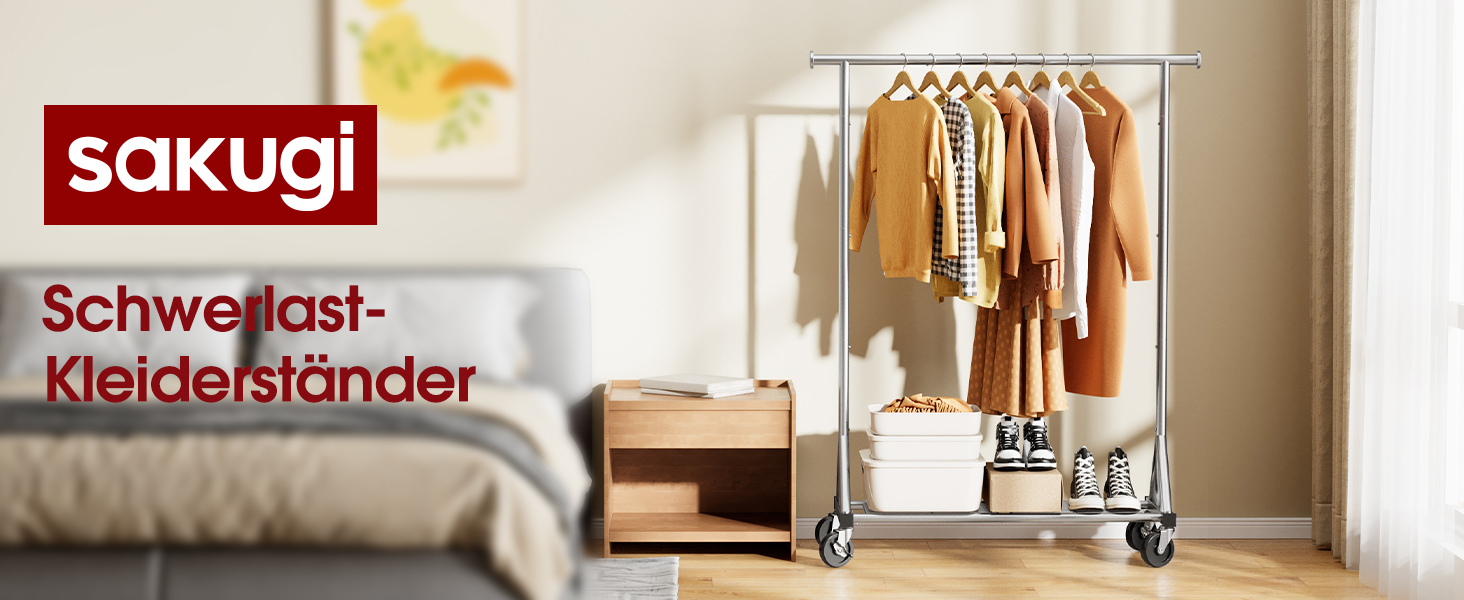 Стійка для одягу на колесах – міцна вішалка для одягу з металевої сітки, багатофункціональна стійка для гардеробу в спальню, пральню, магазин, 110 x 42 x 163.3 см, срібна