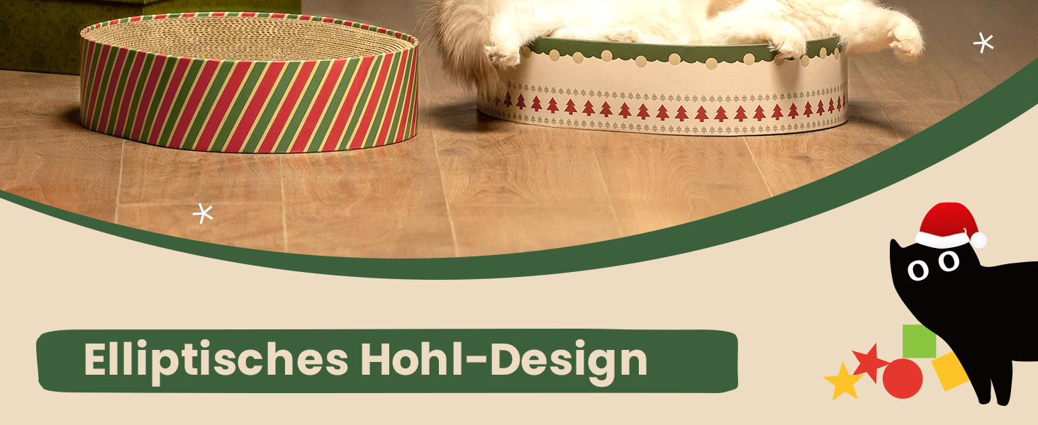 Кігтеточки для котів Conlun 2 в 1: овальні, з мискою та гніздом. Імітація ялинки. Розмір 43x33x10 см