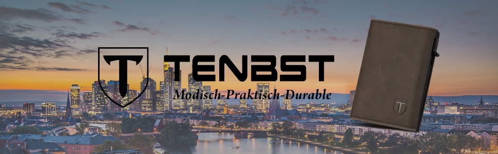 Чоловічий гаманець TENBST з відділенням для монет, Slim Wallet, картхолдер на 8-10 карт, RFID захист, преміум якість, портмоне, коричневий