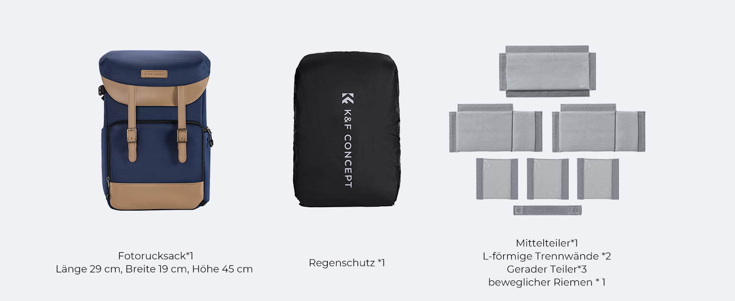 Рюкзак для камери K&F Concept Rolltop 20L: водонепроникний, для Canon, Nikon, Sony, Fujifilm, Olympus, з відділенням для ноутбука 15.6 дюймів (сірий/зелений)
