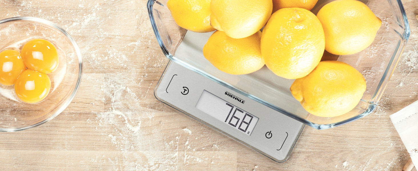 Кухонні ваги Soehnle Page Comfort 300 slim, цифрові, срібні, до 10 кг, точність 1 г, сенсорне управління, з батарейками, ультратонкий дизайн