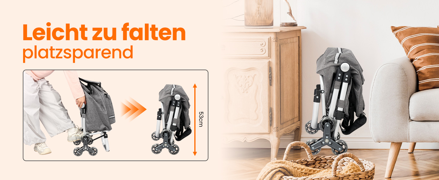 Складаний візок для покупок Homecall 50L з охолодженням, 3-в-1: візок, сумка на колесах, тачка (темно-сірий, сходинкові колеса)