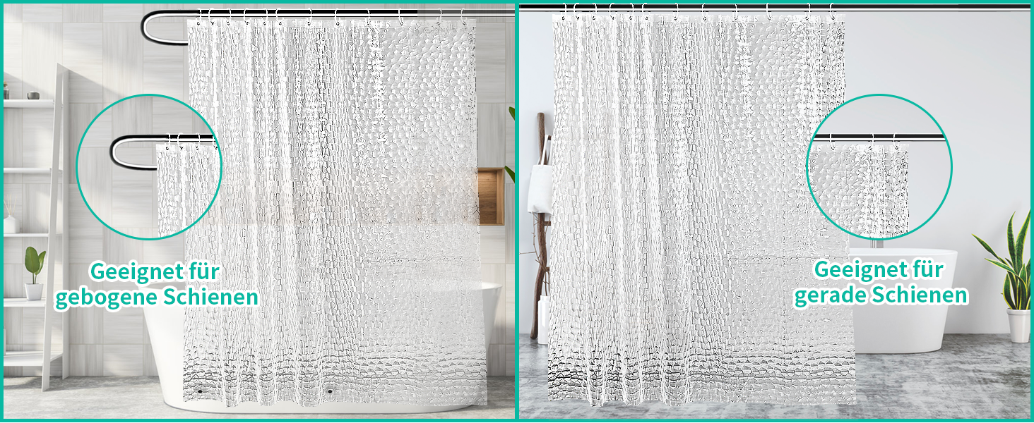 Шторка для душу OTRAKI 200x200 см, антигрибкова, EVA, прозора, без PVC, екологічна, з кільцями, водонепроникна, напівпрозора
