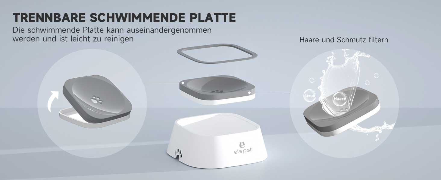 Напійник для собак ELS PET: 1л, витокозахисний, для подорожей, анти-розливання, сірий