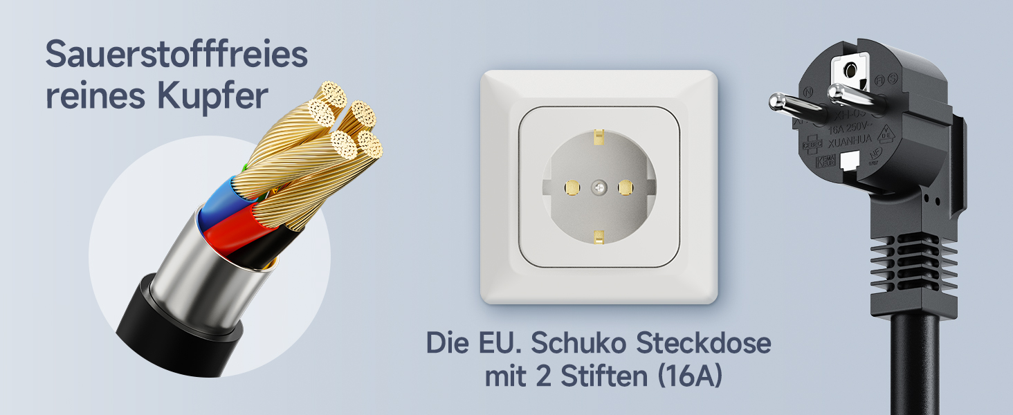 Кабель для зарядки електромобіля Type 2, 3.6 кВт, 8 м, 6-16A, 1 фаза, з цифровим дисплеєм, IP65, для EV/PHEV