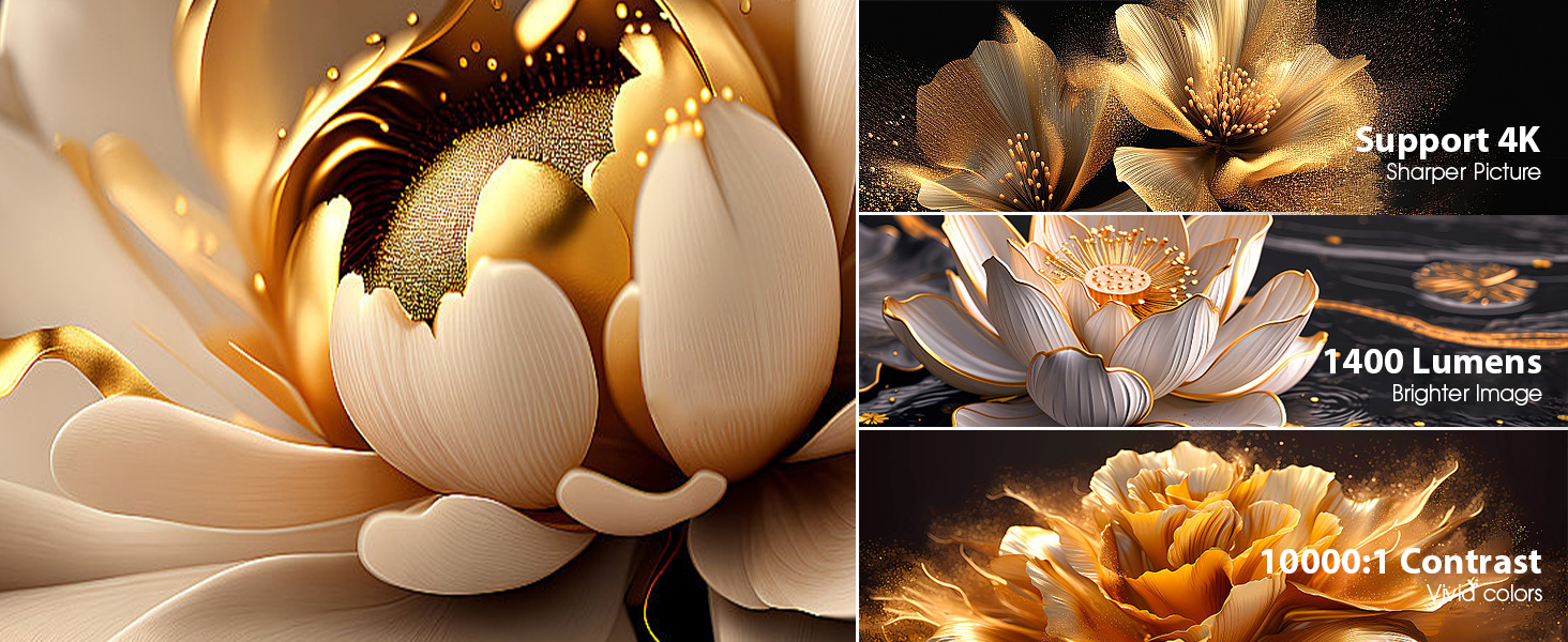 Портативний проєктор Mini Beamer 4K FHD (1920x1080) з Wi-Fi, Bluetooth та Android/iOS підтримкою для домашнього кінотеатру, білий