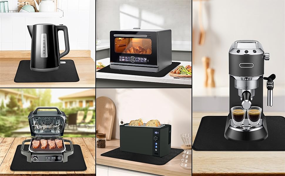 Термостійкі підкладки під фритюрницю 2 шт. 40x45 см, 1 мм - захист від нагріву для стільниці, масло- та водовідштовхувальні, легко миються, чорного кольору