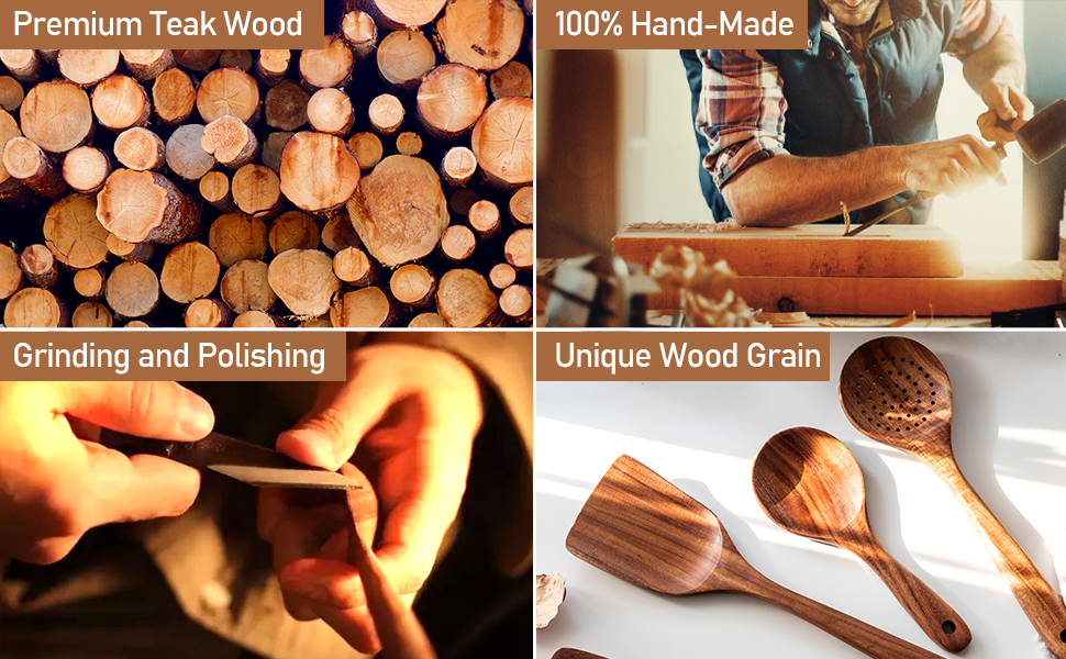 Набір дерев'яних ложок для приготування їжі (9 шт.) з підставкою - дерев'яні лопатки, ложки, половники