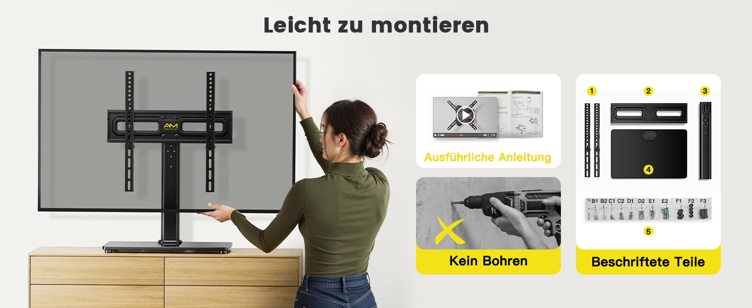 Підставка для телевізора поворотна, універсальна, для LED, LCD, Flat & Curved телевізорів 32-60 дюймів, до 40 кг, VESA 400x400 мм