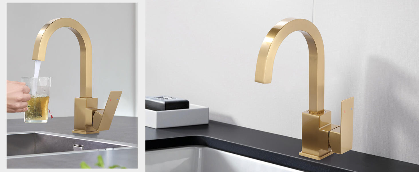 Кран кухонний поворотний 360°, з нержавіючої сталі, для кухні, вантажівки, ванної кімнати (B Gold)
