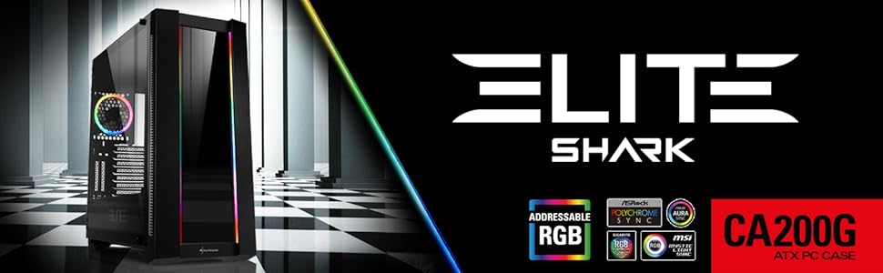 Sharkoon Elite Shark CA200G: корпус ПК з RGB підсвічуванням та вертикальним встановленням відеокарти