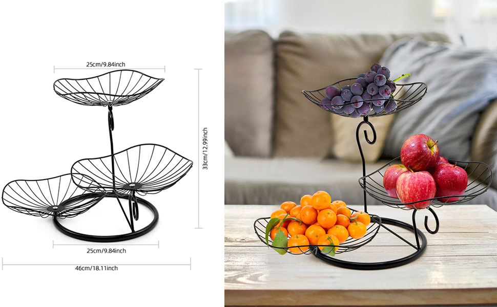 Етажерка для фруктів Evomosa з 3 ярусами: стильна та містка підставка для фруктів, снеків, золотава