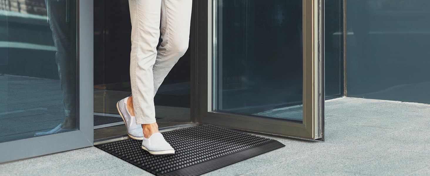 Килимок для вхідних дверей Floordirekt Power Brush 40 x 60 см, сірий — грязезахисний килимок для вулиці та приміщення