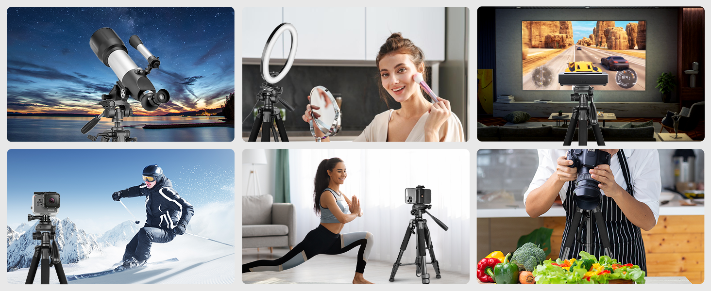 Штатив UBeesize 188см з тримачем для телефону та пультом дистанційного керування, для камери, смартфона, телескопа та бінокля