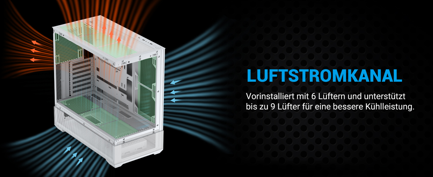 Корпус ПК SAMA V40 Mid-Tower ATX з 6 вентиляторами 120 мм ARGB PWM, подвійні панелі з загартованого скла, Dual Chamber, USB 3.1 Type-C, підтримка ATX/mATX/ITX GPU, білий колір