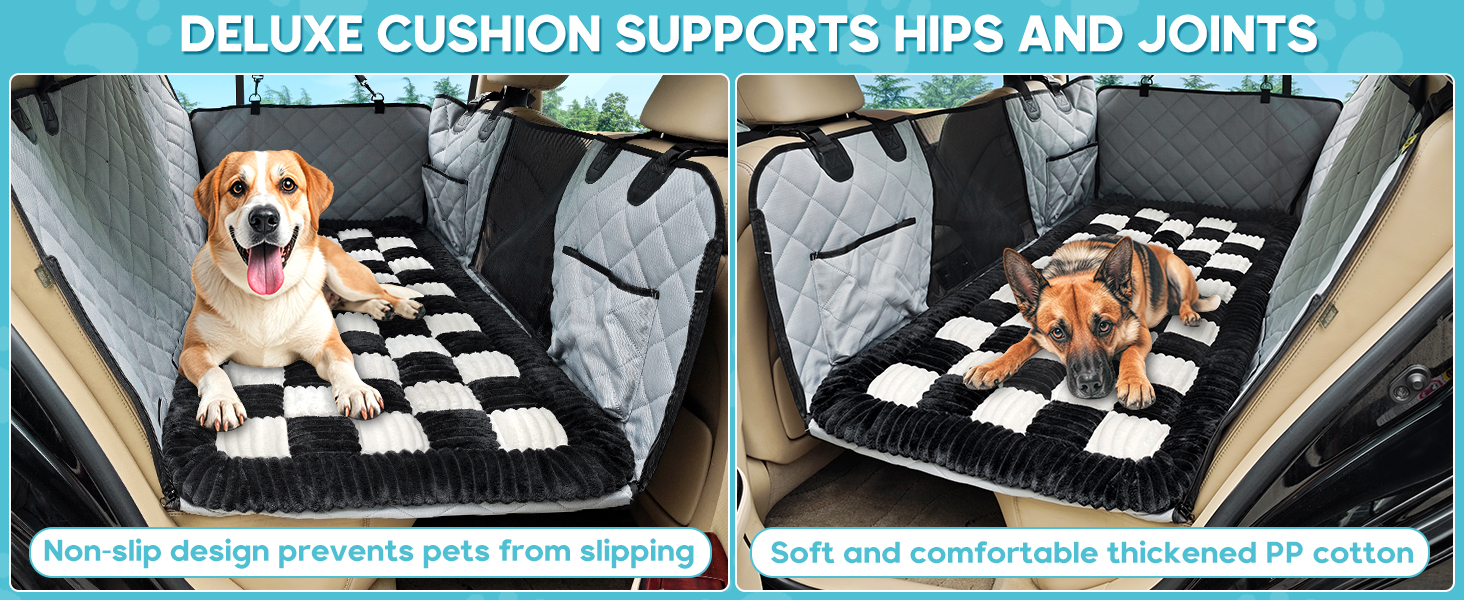 Килимок для собак у машину Loiion, захист заднього сидіння, чорно-білий, 127x62.5 см