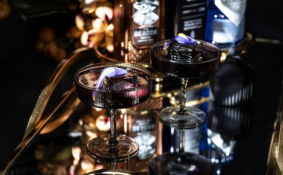 GLASSIQUE CADEAU Набір келихів для коктейлів та шампанського, 4 шт, 200 мл, Art Deco, кришталь, димчасто-сірий