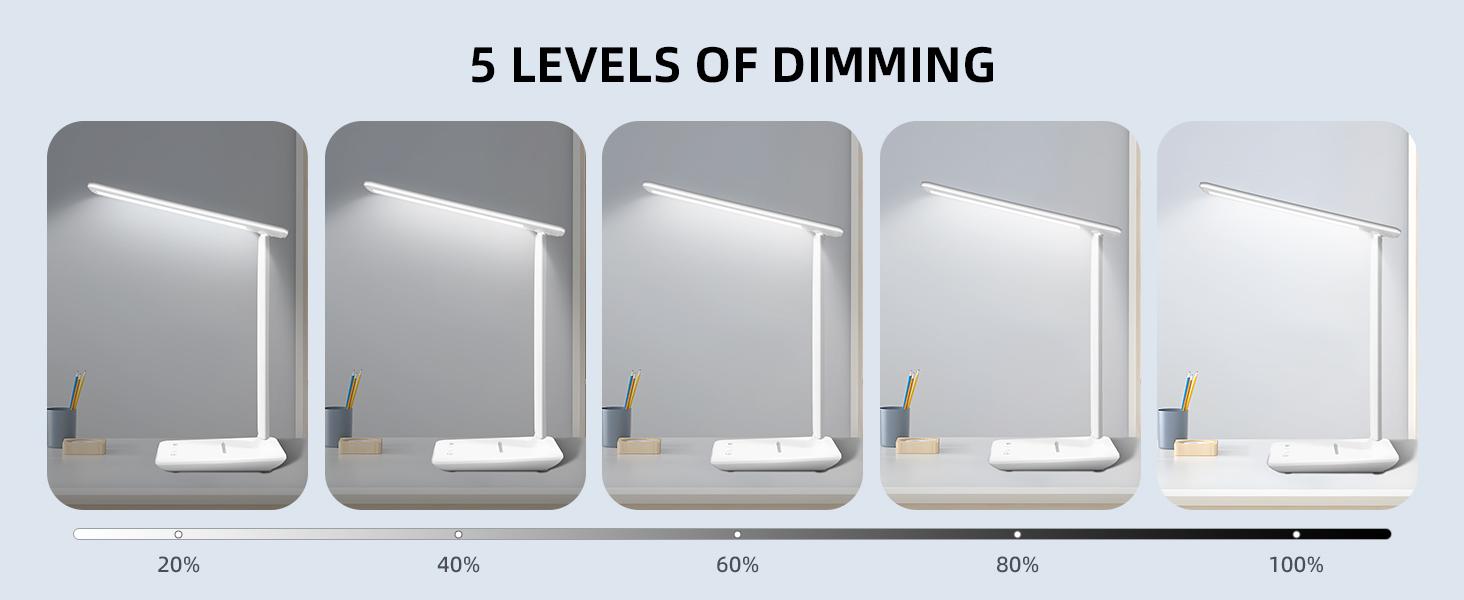 LED лампа настільна Carehabi з USB, 5 кольорів та 5 рівнів яскравості, торкання, для дітей, кімната, офіс