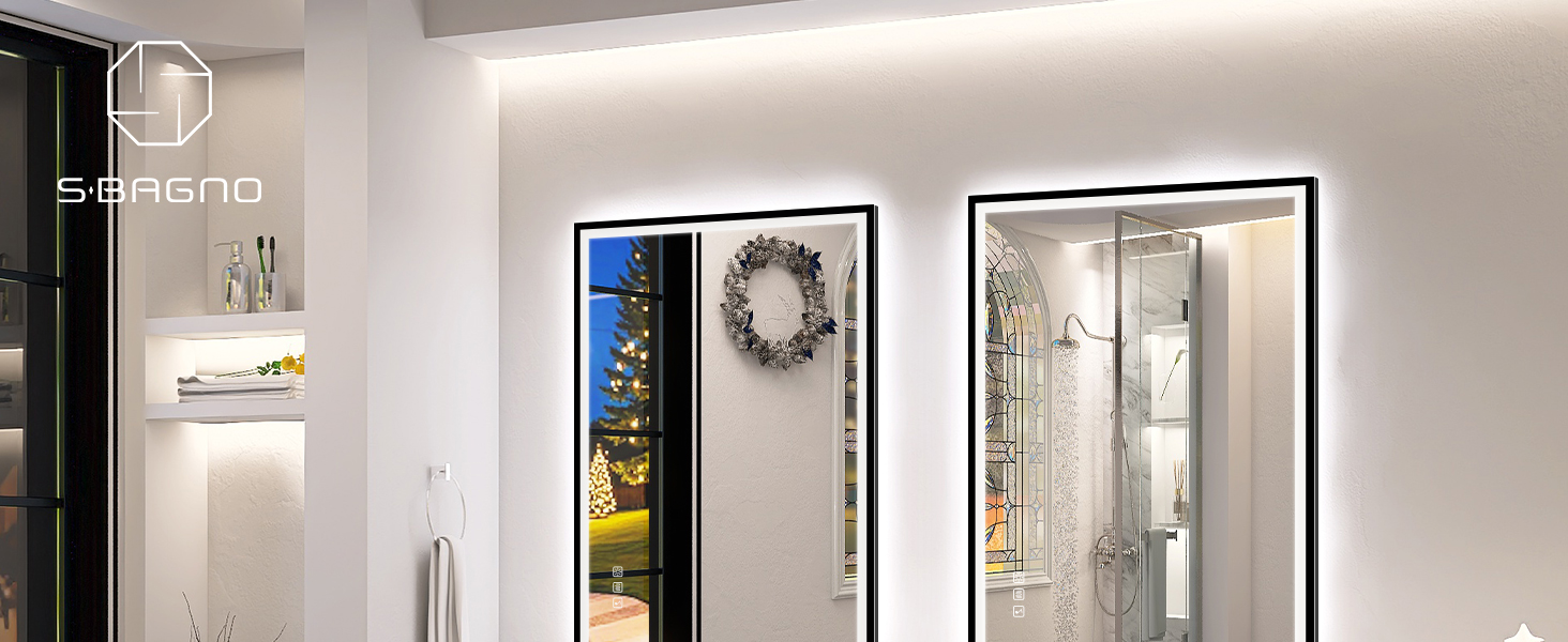 Дзеркало для ванної кімнати S'bagno з підсвічуванням 100x70 см, 5x збільшення, LED, рамка з алюмінію, протитуманне покриття, 3 кольори, диммування, функція пам'яті, HD скло, IP44, Bluetooth (чорна рамка)