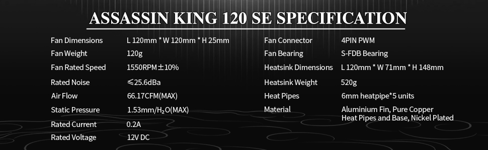 Thermalright Assassin King 120 SE ARGB: Кулер для CPU з 5 Heatpipes та PWM вентилятором, сумісний з AMD AM4/AM5 та Intel LGA 1700/1150/1151/1200