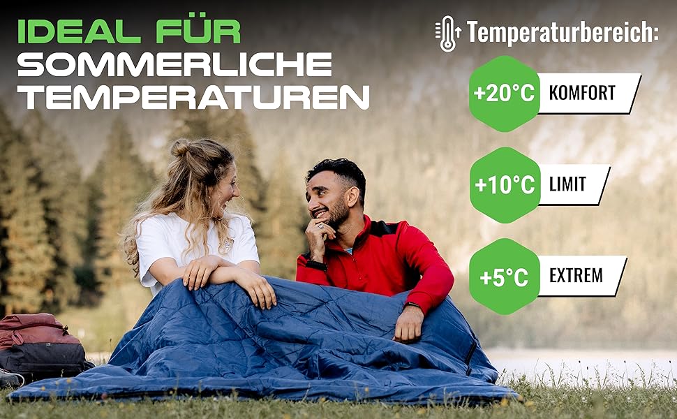 Mountrex Double Sleeping Bag - Summer Sleeping Bag for 2 People (210 x 150cm) - Double Sleeping Bag - XXL Summer Sleeping Bag with 2 Pillows for Adults - Camping, Outdoor & Indoor Use - Black