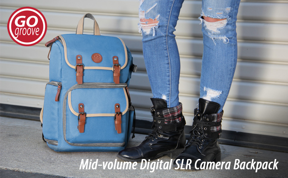 Рюкзак для камери GoPro, DSLR: рюкзак для фотоапарата, для подорожей, з відділенням для ноутбука та штатива, водовідштовхуваний, (Bleu)