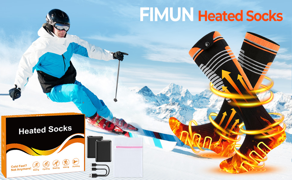 Гріючі шкарпетки для жінок та чоловіків з акумулятором 6000mAh, 9 годин роботи, керування через додаток, 4 режими нагріву, для катання на лижах, полювання, риболовлі, кемпінгу та активного відпочинку