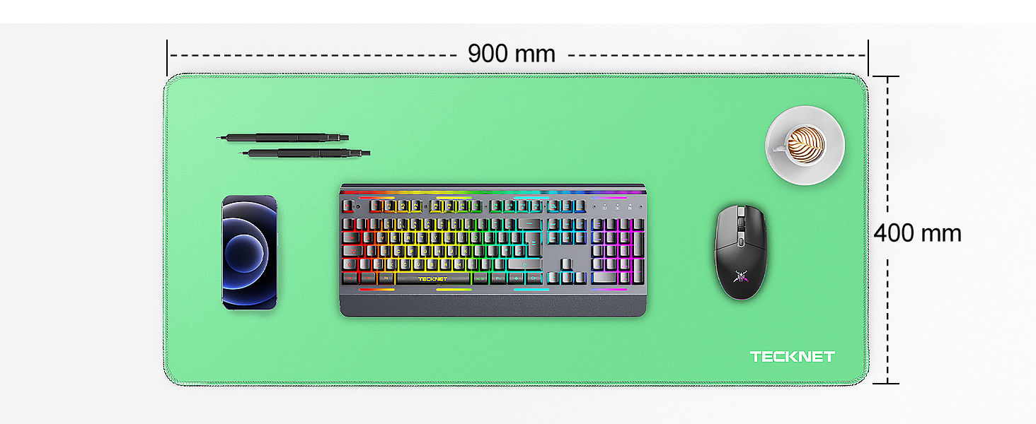 TECKNET XXL килимок для миші Speed Gaming, 900x400 мм, чорний, для геймерів, вологостійкий, з покращеною поверхнею для точності та швидкості, з неслизькою гумовою основою