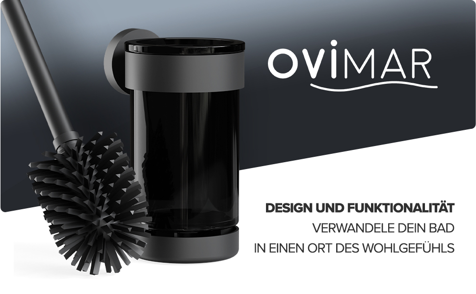 Настінна щітка для унітазу Oviar Finnkona | Чорна | Зі змінним насадком | З вентиляцією | З нержавіючої сталі з порошковим покриттям