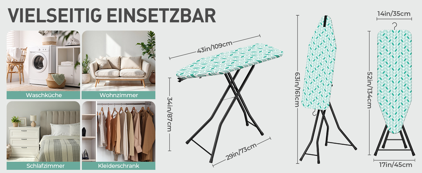 Прасувальна дошка LyriFine 2-в-1 для прасування з парою та звичайного прасування, стабільна, зелена