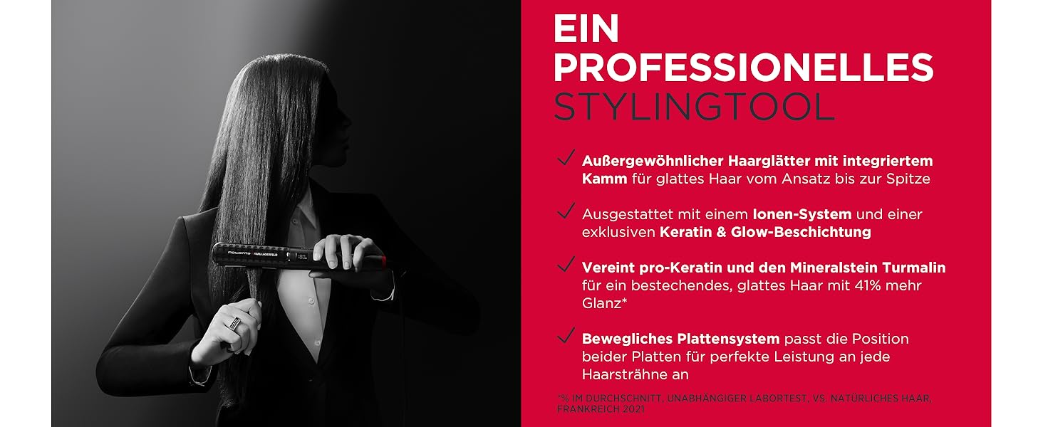 Випрямляч для волосся Rowenta x Karl Lagerfeld SF467L K/Pro Stylist з кераміно-іонним покриттям, чорно-червоний