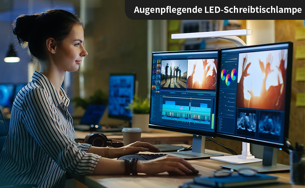 LED лампа настільна EppieBasic з регулюванням яскравості, 12W, для офісу та дому, захист очей, 6 кольорів, автоматичне регулювання білого світла