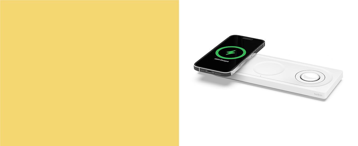 Belkin MagSafe Бездротовий зарядний пристрій 3-в-1 MFi для iPhone 16/15/14/13/12, Apple Watch, AirPods (Білий)