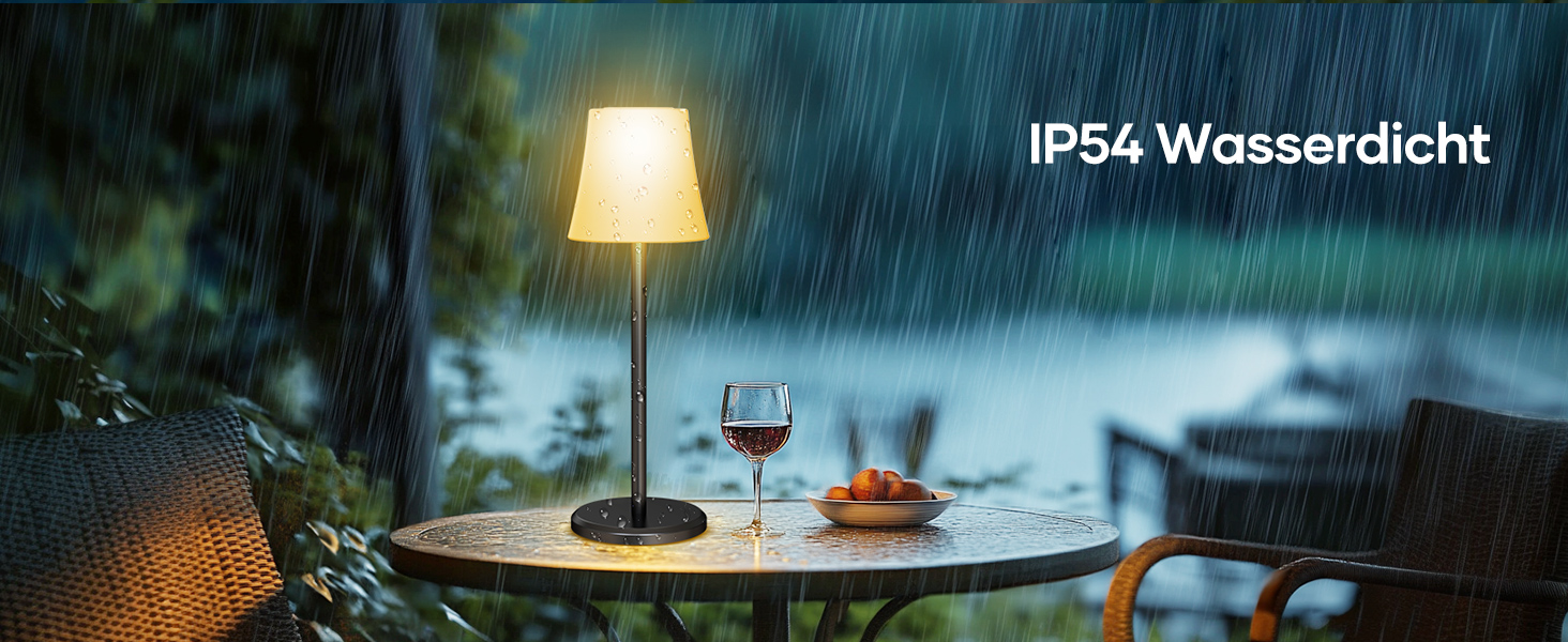 Бездротова LED лампа Suright для столу: регульоване світло, 3 кольори + RGB, сенсорне управління, IP54, для дому та відпочинку