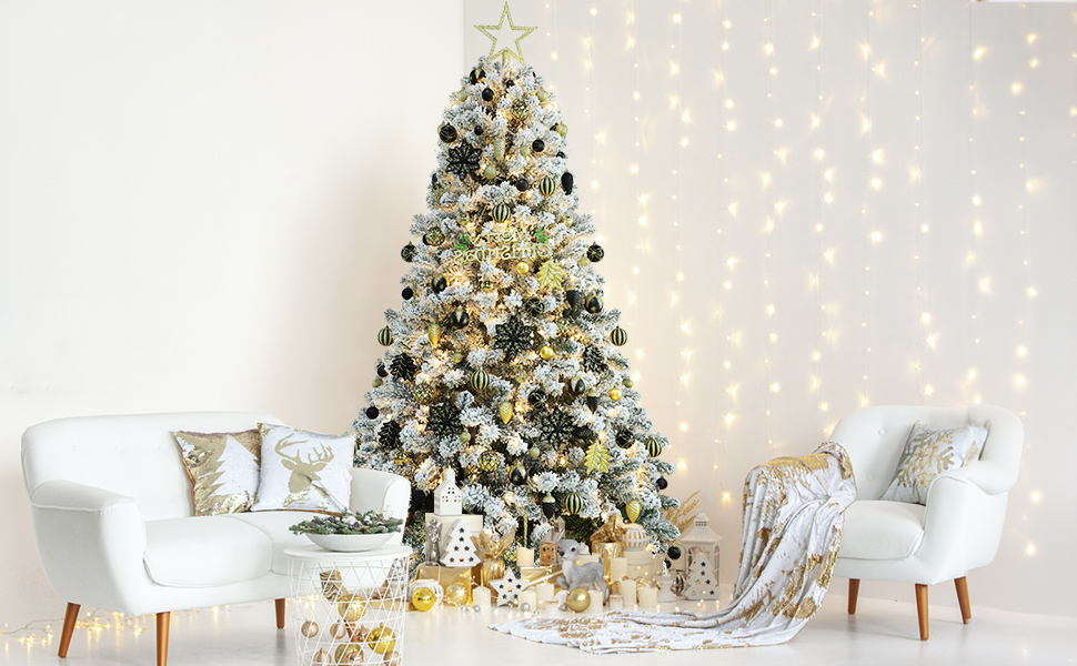 Набір прикрас для ялинки Shareconn: 106 шт., 24 кольори, ударостійкі кулі, декор для ялинки, свята, весілля (чорний та шампань-золото)