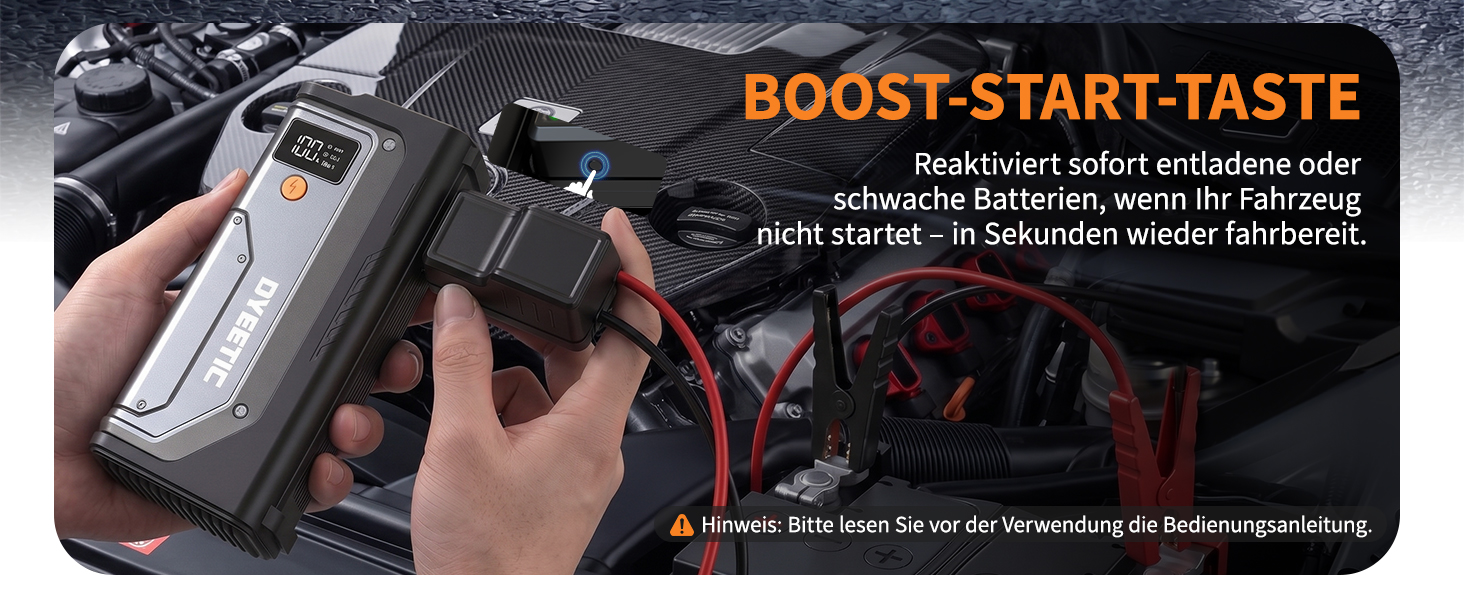 Пусковий пристрій (бустер) для автомобіля Starthilfe Powerbank 8000A, 26800mAh, чорний