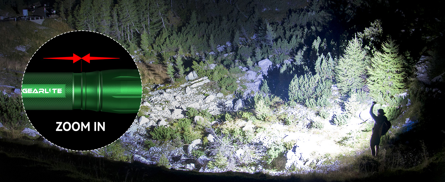 LED ліхтарик Gearlite: 2 шт., 2000 люмен, 5 режимів, водонепроникний IP65, для кемпінгу, туризму, дітей, невідкладних ситуацій (зелений)