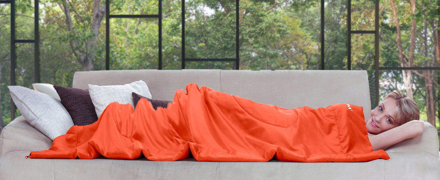 Літній спальний мішок - компактний, легкий, для кемпінгу, відпочинку на природі, дорослих, піших прогулянок, відпочинку в приміщенні, зелений