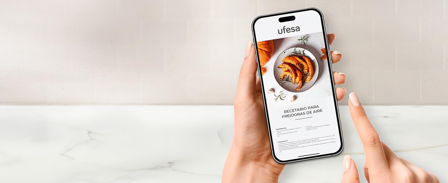 Фритюрниця Ufesa AF5000 Phantom з гарячим повітрям, 5л, Wi-Fi, App, LED-дисплей, 1500W, Amazon Exclusive