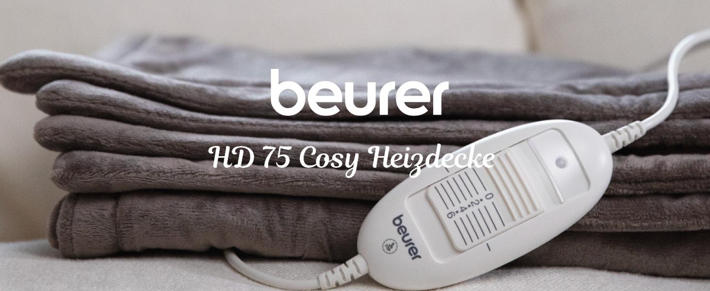 Електрична ковдра Beurer HD 75 з 6 рівнями нагріву, системою безпеки та автовимкненням, 180 x 130 см, Taupe