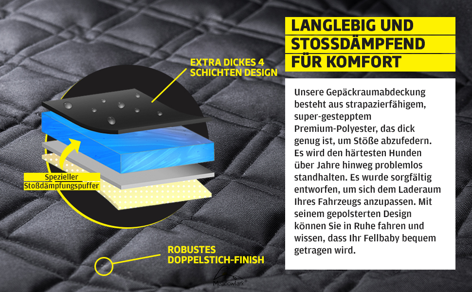 Захист для багажника автомобіля для собак Meadowlark, важкий, водовідштовхуючий, з боковим захистом, чорний. Захищає багажник та бампер від подряпин, шерсті та бруду. Стандартна модель.