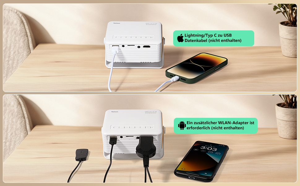 Міні проектор YOTON Y3 1080P: портативний, для домашнього кінотеатру, HDMI/USB/Phone/PS5, жовтий