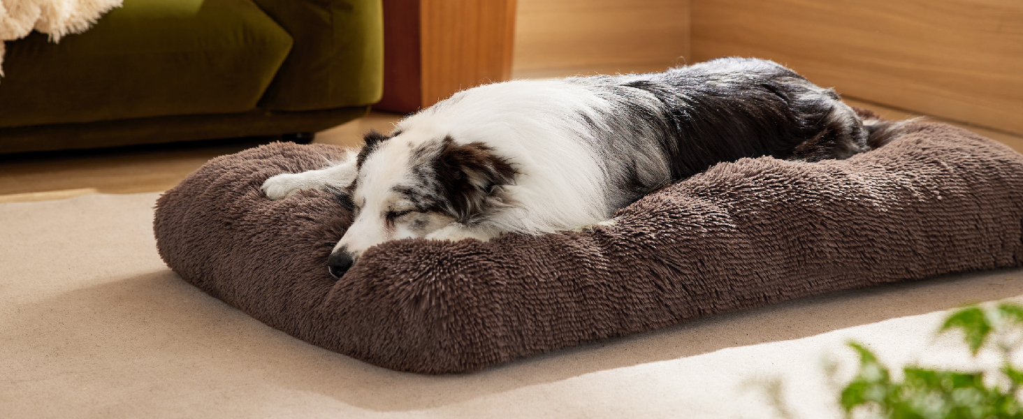 М'яке ліжко для собак BEDSURE великих порід - 104x69x8 см, миється, з антиковзною основою, темно-сірий