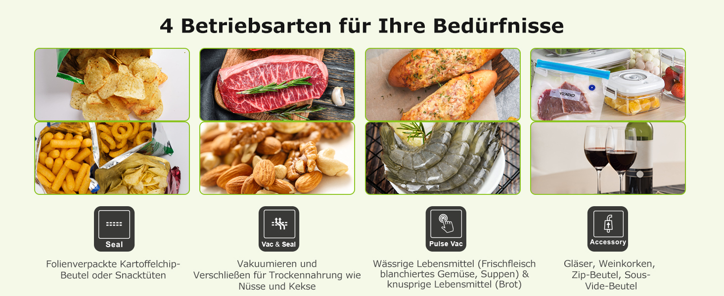 Вакуумний пакувальник Bonsenkitchen: швидкий, компактний, для продуктів харчування, з аксесуарами